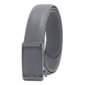 Men grey automatic buckle leather belt stylish casual business pants accessory variant - Gunmetal Buckle - Gray