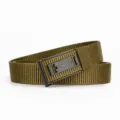 Nylon canvas tactical belt for men, outdoor casual breathable web belt with black auto metal buckle. - Black Buckle Wolf Brown