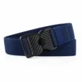 Men's elastic woven belt in royal blue, featuring a lightweight alloy interlock buckle. - Sapphire Blue