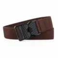 Men's elastic woven belt with alloy buckle, dark coffee color variant, casual daily style. - Dark Coffee