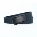 Men's royal blue tactical nylon belt with durable automatic metal buckle for outdoor wear. - Black Double Stripe Model 2 - Royal Blue
