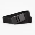 Men's black tactical canvas belt with automatic metal buckle, durable and stylish outdoor accessory. - 120cm-3.5cm / Black Buckle - Black