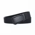 Men's Black Tactical Nylon Belt with Automatic Buckle Durable Casual Webbing Belt - Black Double Stripe Model 2 - Black