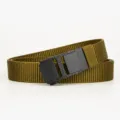 Men's tactical canvas belt in wolf brown, durable outdoor casual web belt with auto buckle. - 120cm-3.5cm / Black Buckle Wolf Brown