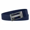 Custom men's canvas belt with black automatic buckle, stretch woven design for casual wear. - Length 120cm Width 3.5cm / Black Buckle Royal Blue