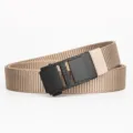 Khaki tactical canvas belt for men featuring a durable automatic plastic buckle style - Black Buckle Khaki
