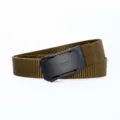 Men's tactical nylon belt with durable automatic metal buckle, outdoor military web belt. - Black Double Stripe Model 2 - Wolf Brown
