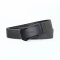 Men's tactical nylon belt with automatic metal buckle, durable dark grey casual outdoor waist strap. - Black Double Stripe Model 2 - Dark Gray