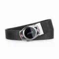 Men's Casual Nylon Canvas Belt Automatic Metal Buckle Dark Grey Variant for Daily Wear - Watch Buckle - Dark Gray