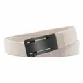 Men tactical canvas belt with black metal automatic buckle, casual khaki elastic stretch strap. - 120cm / Black Buckle Khaki