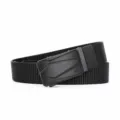Black tactical canvas belt for men, casual woven strap with metal automatic buckle. - 110 cm / Black