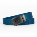 Men's royal blue nylon belt with black automatic buckle for business casual pants - Sapphire Blue / Length 120cm Width 3.5cm