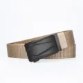 Khaki tactical nylon canvas belt with black automatic metal buckle for casual wear outdoor - 110 cm / Khaki