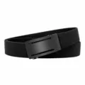 Men black tactical belt with elastic canvas strap and alloy Greek key buckle casual use - Black Buckle - Black