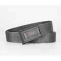 Dark grey tactical nylon belt with alloy automatic buckle, durable canvas webbing for men. - Inner Wear Rectangular Buckle - Dark Gray
