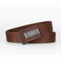 Brown tactical belt with durable nylon canvas webbing and alloy automatic buckle for outdoor use. - Inner Wear Rectangular Buckle - Coffee