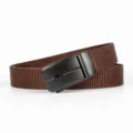 Men nylon canvas belt with automatic metal buckle casual business trousers strap brown - Coffee / Length 120cm Width 3.5cm