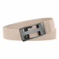 Men's khaki canvas belt with black automatic H-buckle, stretch woven casual trouser belt. - Length 120cm Width 3.5cm / Black Buckle Khaki