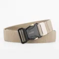 Men's elastic tactical belt with alloy buckle, outdoor woven casual webbing belt khaki. - 120cm / Khaki