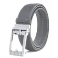 Men's grey casual business leather belt with automatic metal buckle stylish fashion accessory - 120cm (Under 70kg) / Gray