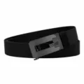 Men's black canvas tactical belt with automatic black buckle, casual outdoor versatile design. - 120cm Long / Black Buckle - Black
