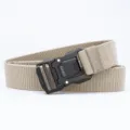 Men khaki tactical nylon belt, elastic outdoor military web belt with alloy buckle - 125cm / Khaki