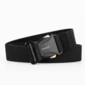 Men's Black Elastic Tactical Belt with Alloy Quick Release Buckle Outdoor Sports Woven - 120cm / Black
