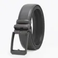 Men's black leather belt featuring a durable gunmetal alloy buckle, ideal for business wear. - Gunmetal Buckle / 120cm / Gray
