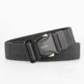 Men's elastic tactical belt, dark grey woven strap with alloy plug buckle for outdoor sports. - 120cm / Dark Gray