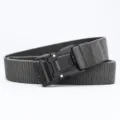 Dark grey tactical nylon belt for men, featuring a durable alloy buckle and stretchable weave. - 125cm / Dark Gray