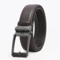 Men's brown ratchet belt with gunmetal automatic buckle, premium leather dress belt for men. - Gunmetal Buckle / 120cm / Coffee