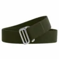 Men's tactical nylon canvas elastic belt, army green strap with bright metal buckle. - Length 115cm Width 3.8cm / Silver Buckle - Army Green