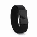 Men Tactical Elastic Woven Belt Black Buckle Variant Outdoor Sports Casual Webbing Belt - Black Buckle - Black