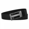 Cinturón Lona Hombre Negro Hebilla Automática Letra H Elástico Trenzado Casual - Hebilla Negra - Negro
