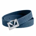 Women denim belt dark blue retro M buckle stylish jean waist strap fashion accessories - Silver Button, Dark Blue