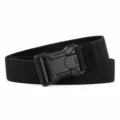 Black tactical belt for men, elastic canvas work belt with quick release buckle for outdoor. - Black