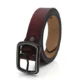 Vintage distressed men's leather belt with stylish black pin buckle, casual business style. - 120cm / Vintage Wine Red