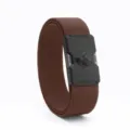Men tactical elastic woven belt brown color with black alloy insert buckle for outdoor sports. - Black Buckle - Coffee