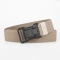 Men's tactical belt with heavy-duty buckle, stretch canvas strap for outdoor casual wear. - Khaki