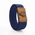 Ceinture tactique élastique pour homme avec boucle en alliage et sangle tressée. - Gold Buckle-Royal Blue