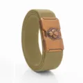 Ceinture tactique extensible homme, tissée marron loup avec boucle en alliage ancien. - Gold Buckle-Coyote Brown