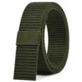 Men Army Green Tactical Belt Nylon Webbing Elastic Sports Belt Outdoor Training Strap - Army Green Strap