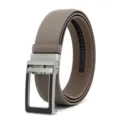 Men taupe textured leather ratchet belt automatic buckle for business casual styling - Apricot / 120cm
