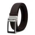 Men's Dark Brown Automatic Buckle Leather Belt Casual Business Dress Waistband Variant - Coffee / 120cm