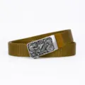 Men tactical canvas belt with metal automatic buckle casual nylon woven belt for daily wear - Coyote Brown