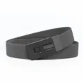 Men's dark grey woven canvas belt with stylish black buckle for casual daily wear. - 120cm / Dark Gray