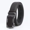 Men's Brown Leather Belt Automatic Buckle Business Casual Style Variant Choice - 120cm / Gunmetal Buckle Coffee