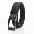 Men's black leather belt featuring automatic buckle, ideal for business casual wear. - 120cm / Gun Black
