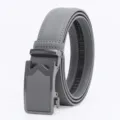 Stylish Grey Mens Automatic Buckle Leather Belt For Casual Business Suit Pants - 120cm / Gunmetal Buckle Gray