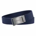 Men's nylon braided tactical belt with automatic metal buckle for casual daily wear. - Gunmetal Buckle Royal Blue